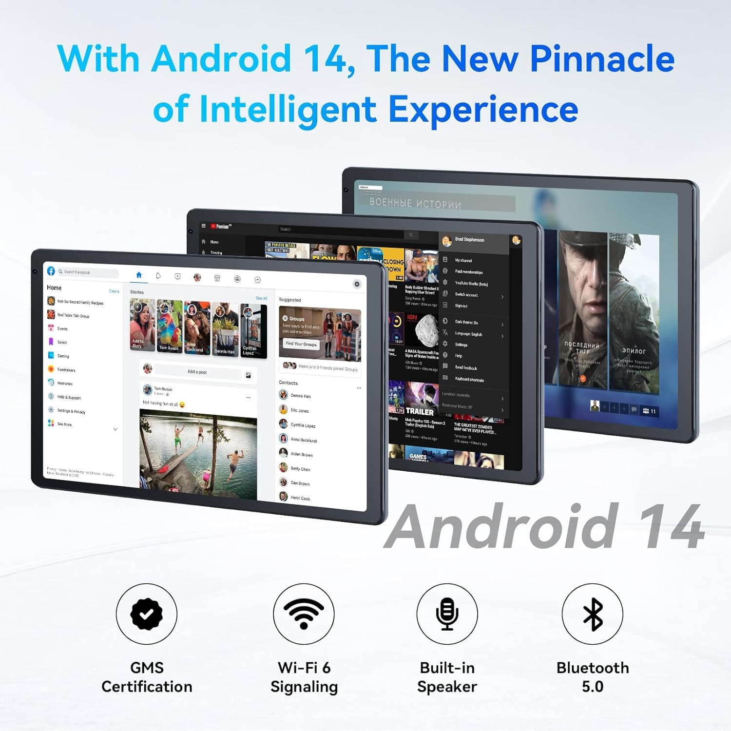 10.1 Inch Android Tablet - 1280x800 IPS HD Touchscreen, Octa-Core Processor, 10GB RAM, 128GB Storage (Expandable to 1TB), 5G WiFi, Bluetooth 5.0, Dual Camera - 2025 US Version for Work, Study & Entertainment