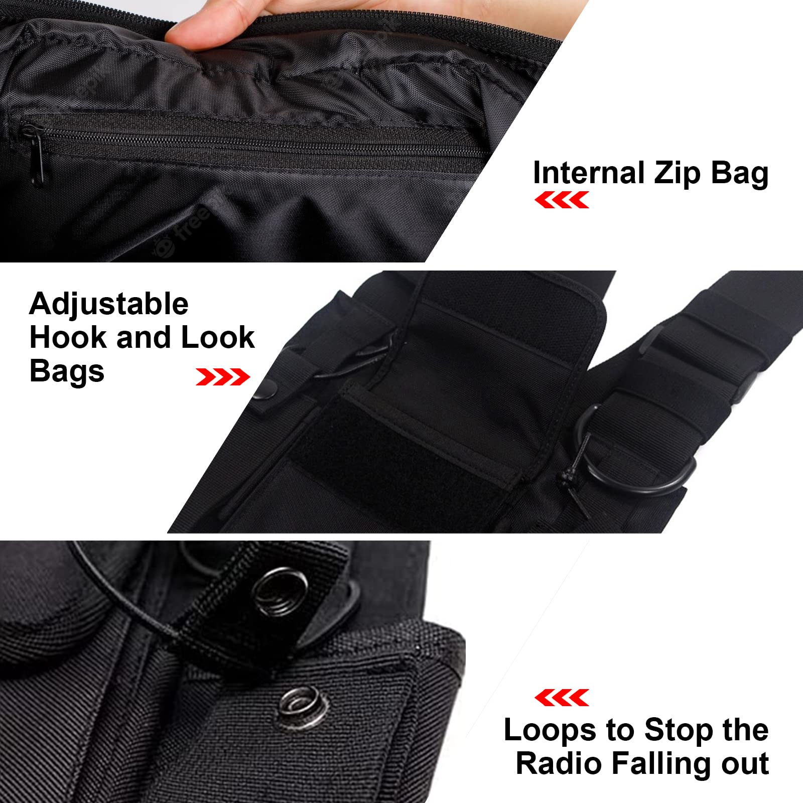 Adjustable Nylon Chest Pack Walkie Talkie Harness - Two-Way Radio Shoulder Bag for Outdoor Adventures, Hip Hop Streetwear & Men's Backpack Holster (Perfect for Hiking, Concerts & Security Work)