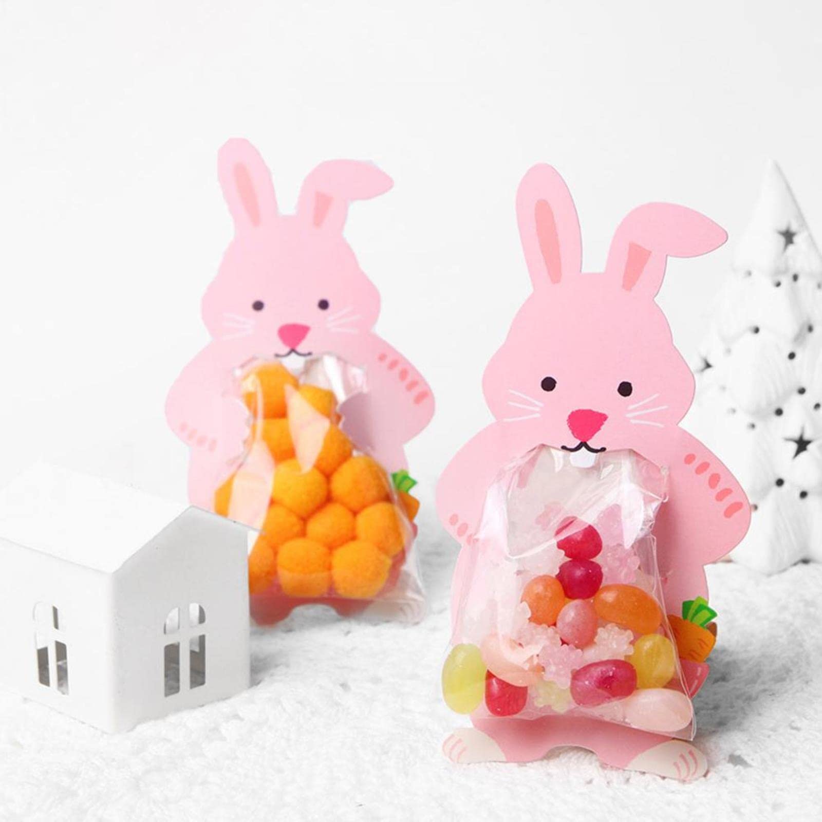 10pcs Cute Rabbit Ear Cookie Bags - Eco-Friendly Gift Bags for Candy, Biscuits, Snacks | Perfect for Baking, Wedding Favors, Baby Showers & Party Decorations | Great for Easter, Birthday Celebrations & Holiday Gifting