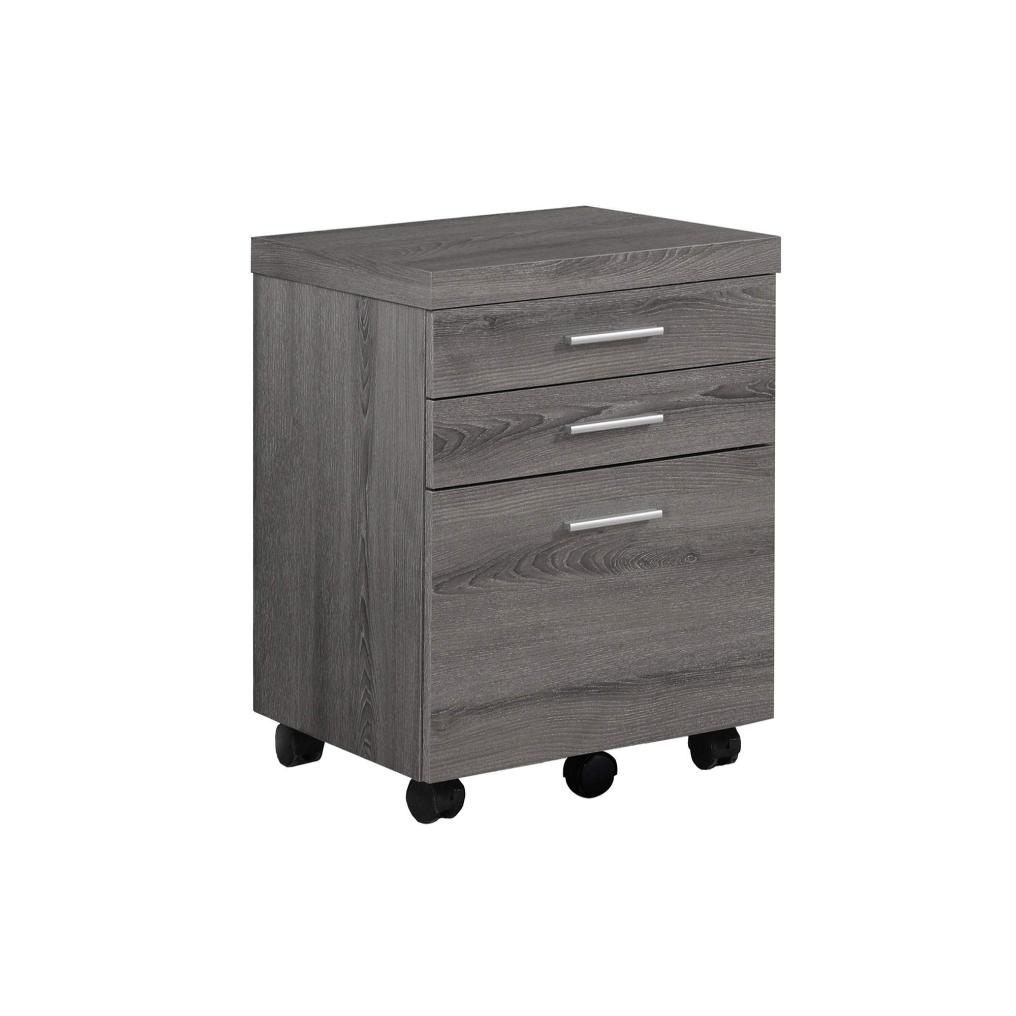 3-Drawer Dark Taupe Mobile Filing Cabinet with Casters - Perfect for Home Office, Classroom & Small Business Organization