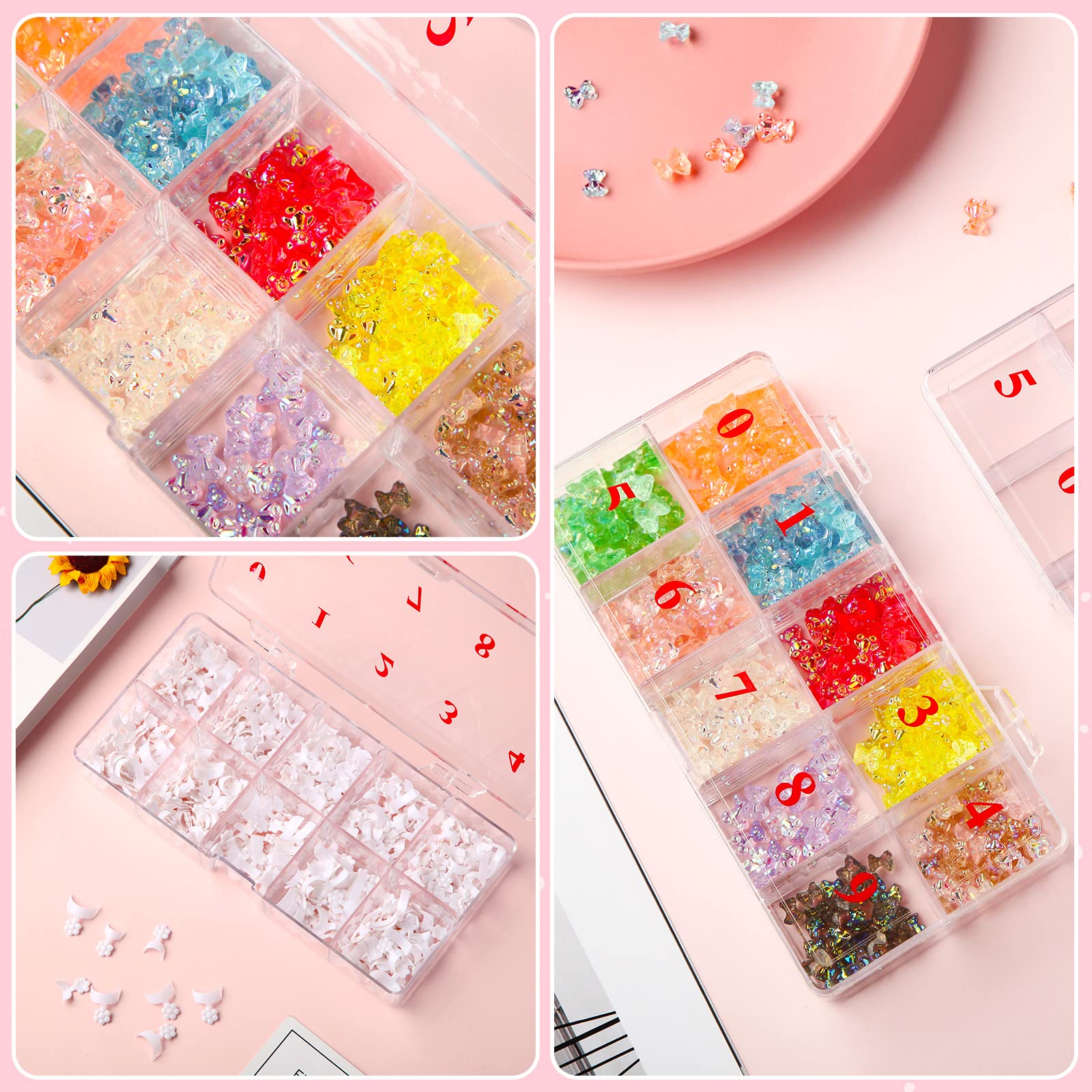 2 Pack Clear Plastic Nail Tip Organizer Storage Box with 10 Numbered Spaces - Nail Art Accessory Case for False Nails, Crystal Jewelry & Manicure Tools - Perfect for Salon, Home Use & Travel Organization