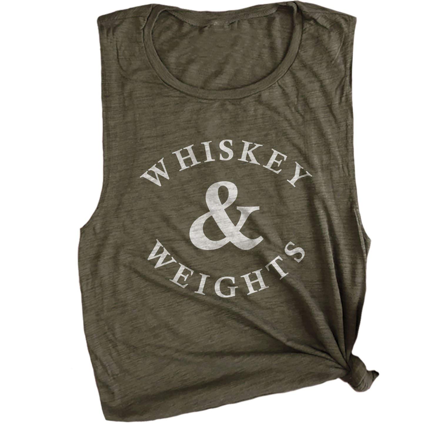 Women's Whiskey & Weights Gym Muscle Tee - Workout Shirt for Fitness & Strength Training | Perfect for CrossFit, Weightlifting & Casual Wear
