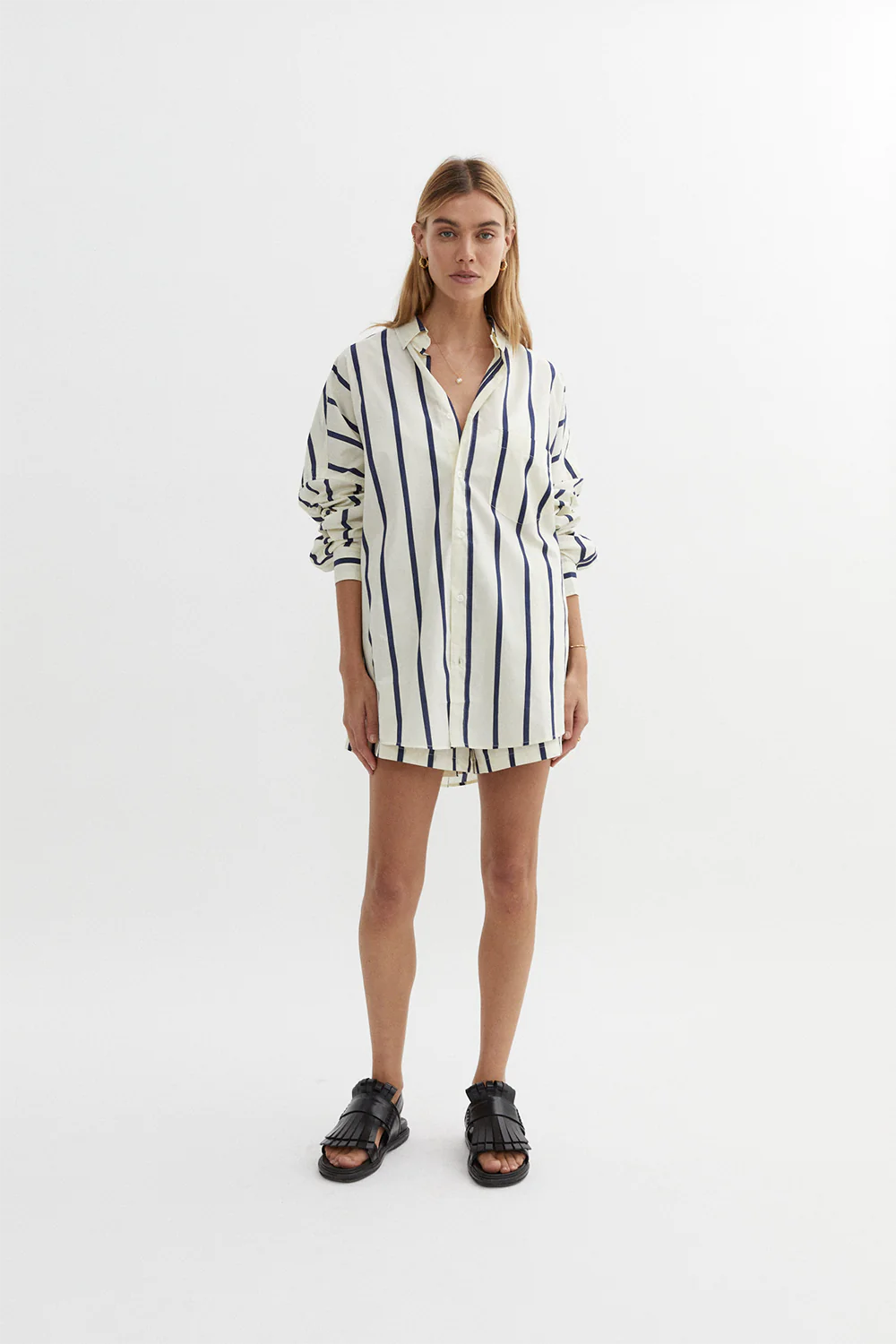 Amalie Navy Blue Women's Casual Shirt - Comfortable & Stylish for Work, Travel & Everyday Wear