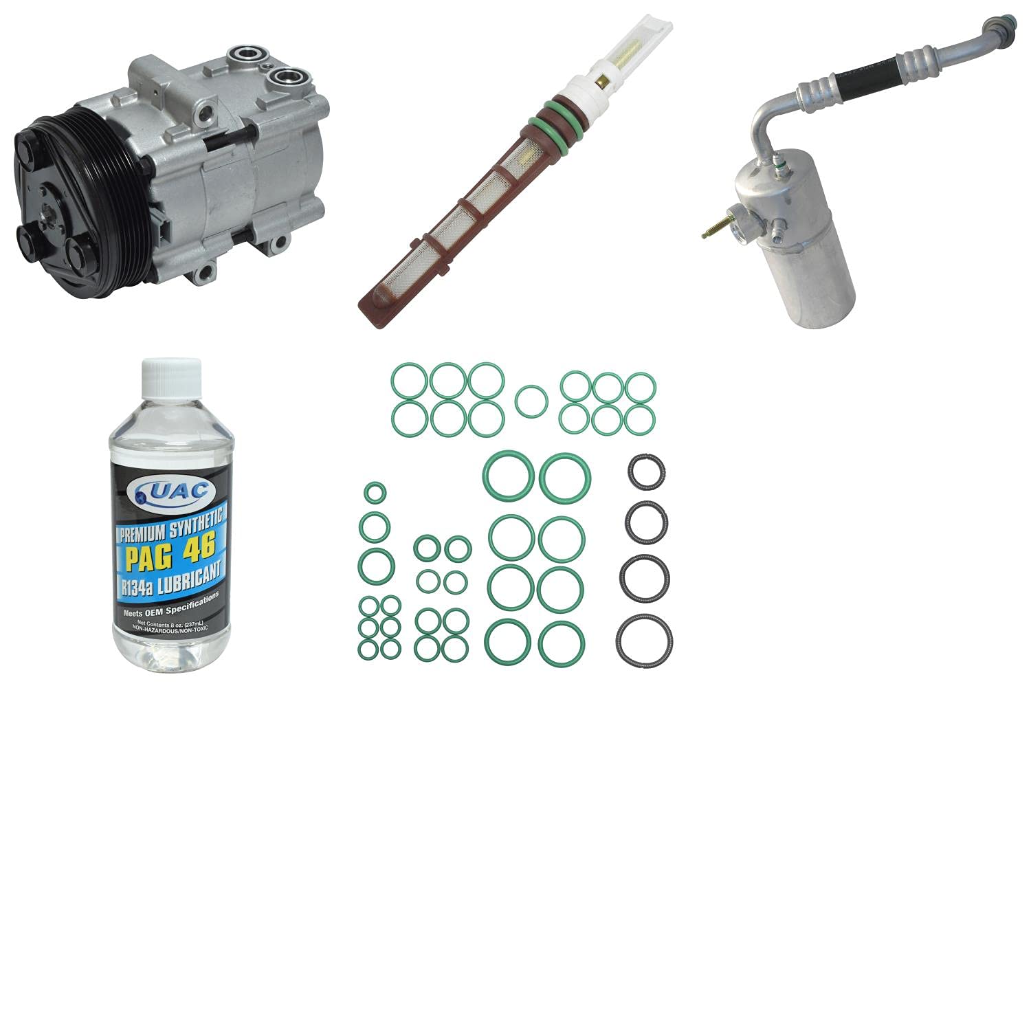 Universal Air Conditioner UAC A/C Compressor and Component Kit (KT1576) - High-Performance AC Repair Kit for Cars, Trucks & SUVs - Perfect for DIY Auto AC System Replacement & Maintenance