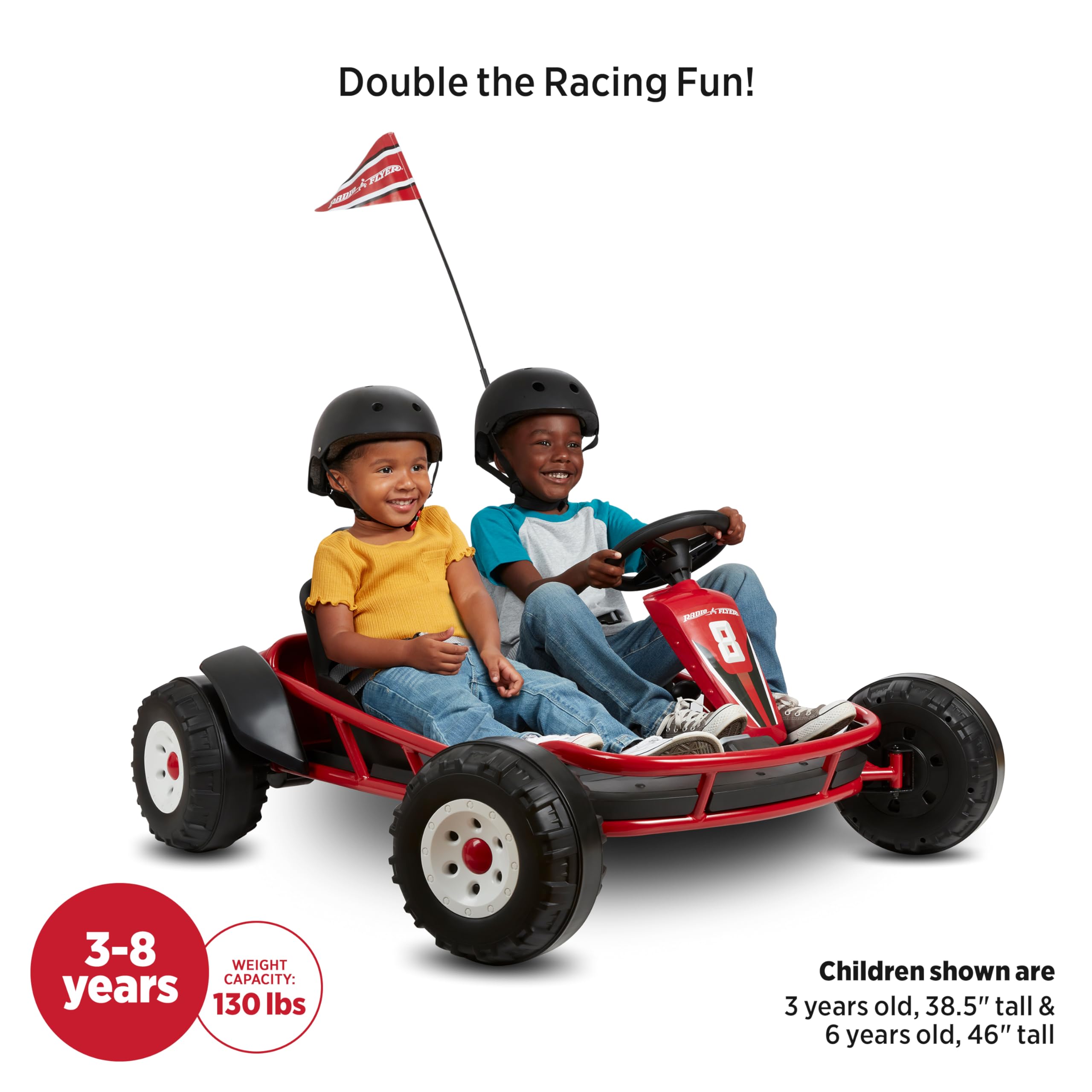 Radio Flyer Ultimate 24V Electric Go-Kart for Kids Ages 3-8 | 2-Seater Ride-On Toy Car | Red Battery-Powered Vehicle | Perfect for Backyard Fun, Birthday Gifts & Outdoor Play
