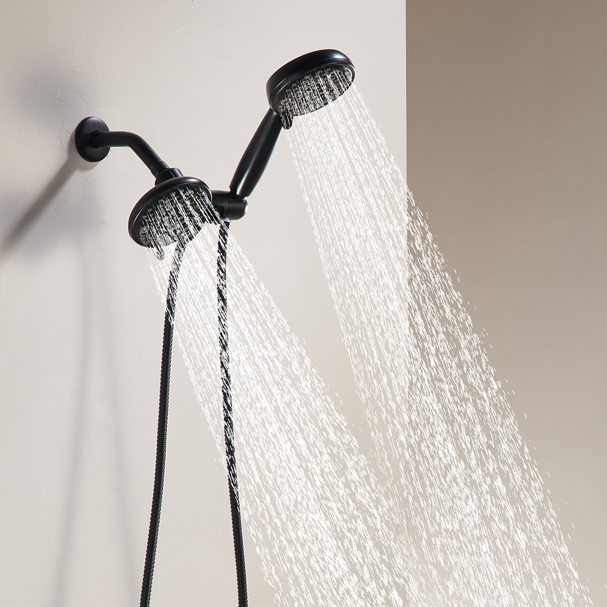 **Alesco 56-Setting Matte Black Shower Head with Handheld Spray Combo - Dual Shower Heads Set, 3-Way Shower System with 59