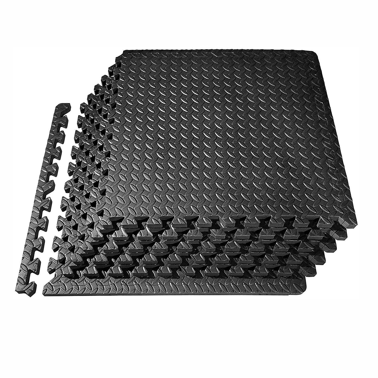 Premium EVA Foam Floor Tiles - 12-Pack Interlocking Puzzle Exercise Mats (60x60x1cm, Black) for Home Gym, Yoga, Workout, Kids Playroom & Camping - Soft, Durable & Non-Slip Fitness Flooring