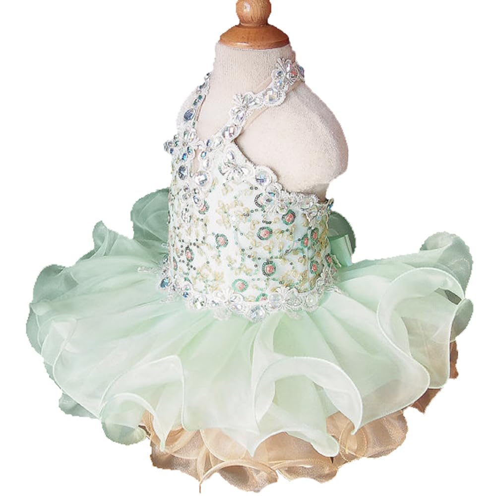 Jenniferwu Girls' Beaded Pageant Party Dress for Infant Toddler Newborn - Perfect for Birthday, Photo Shoots & Special Occasions