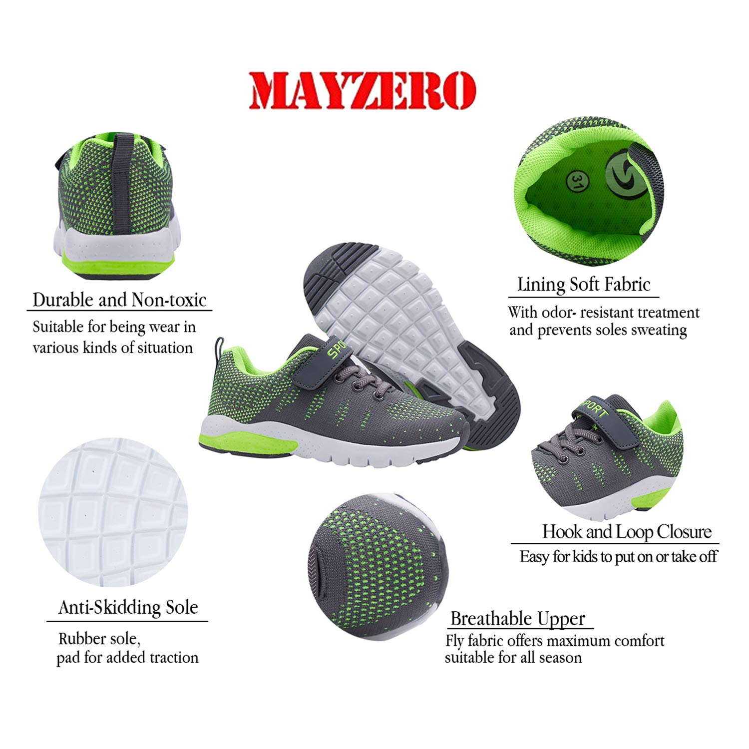 MAYZERO Kids Tennis Shoes - Breathable Lightweight Running & Walking Sneakers for Boys and Girls - Perfect for School, Sports, and Outdoor Play
