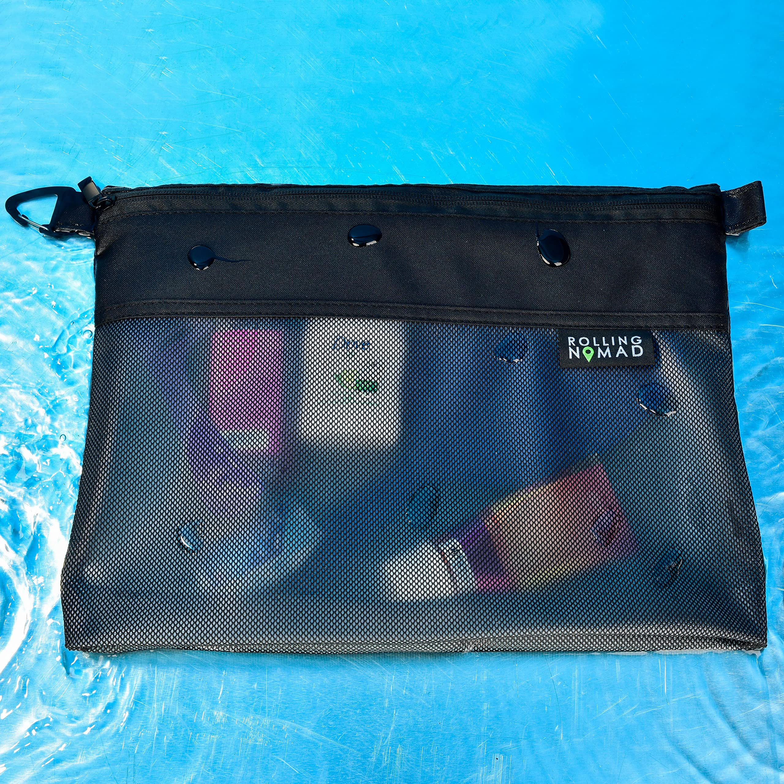 Waterproof Rolling Nomad Zipper Pouch - Travel Toiletry & Cosmetic Organizer Bag - Mesh Storage for Home, Office, Money & Accessories - Perfect for Camping, Gym & Daily Essentials