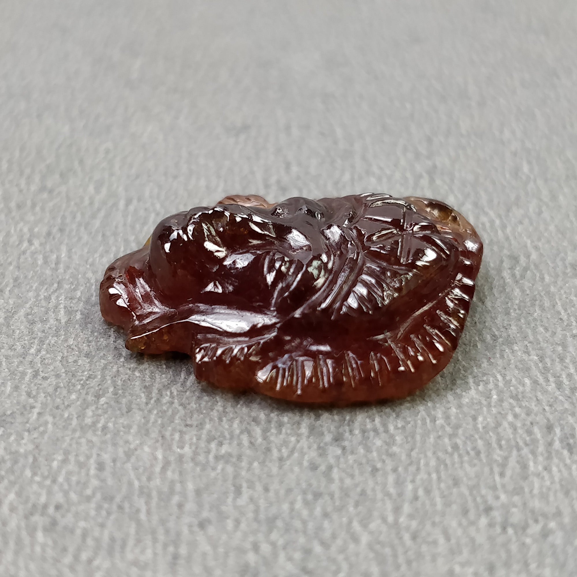 Natural Hessonite Garnet Gemstone Carving - 16.85cts Untreated Hand Carved Lord Hanuman 20x17mm | Spiritual Jewelry, Meditation Gift, Yoga Accessory | Video Included