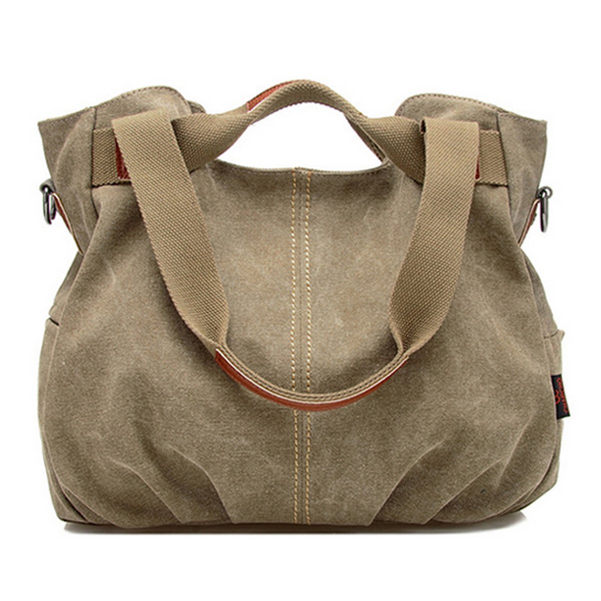 Women's Casual Canvas Tote Bag - Lightweight Hobo Shoulder Purse for Daily Use, Shopping & Work (Khaki) | Perfect for Groceries, Beach Trips & Office Commute