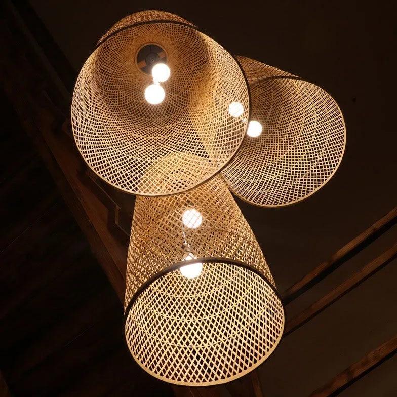 Handwoven Rattan Pendant Light - Natural Wicker Bell Shade for Boho Home Decor - Perfect for Dining Room, Bedroom, or Patio Lighting