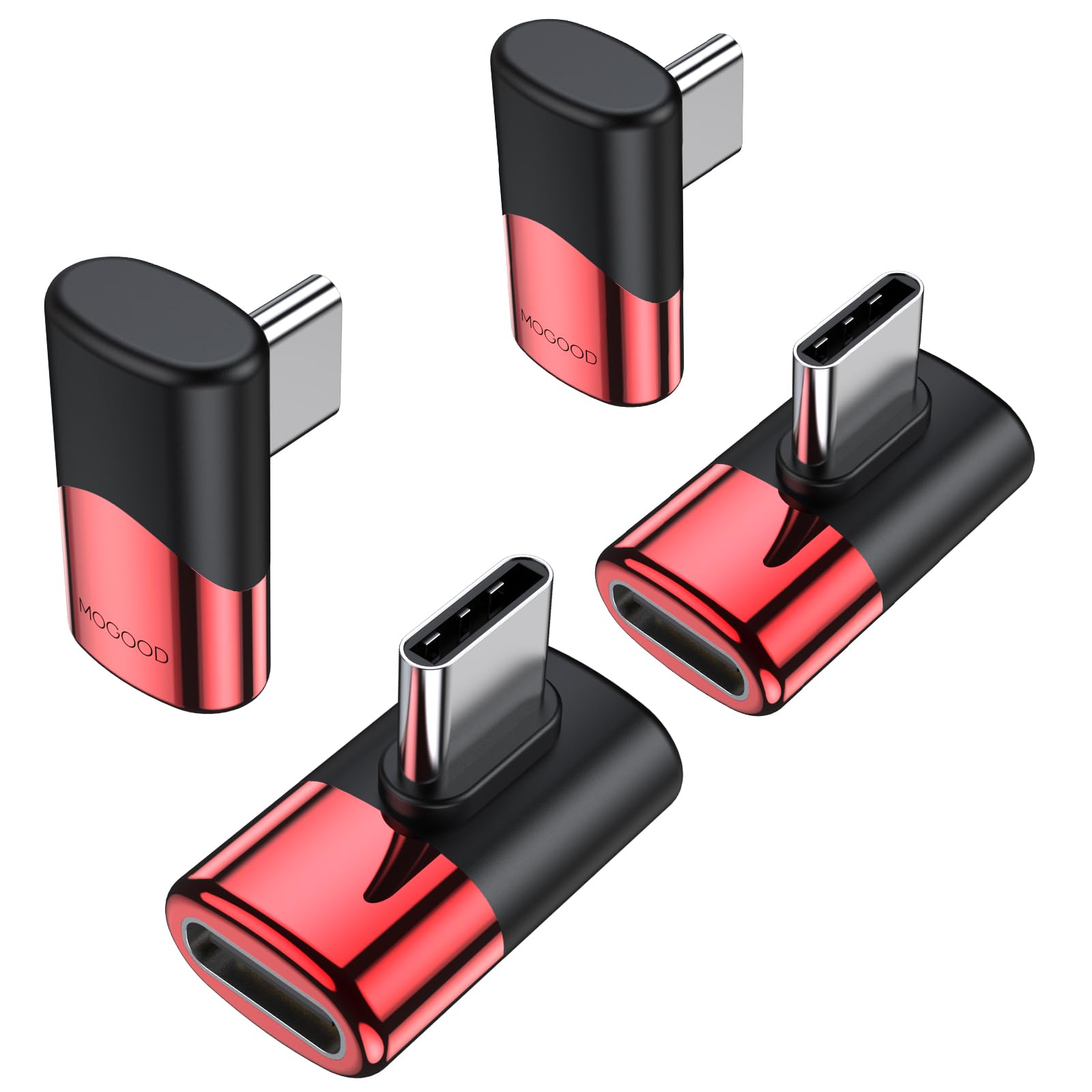 MOGOOD 4-Pack USB C Right Angle Extender Adapter - 90 Degree USB Type C Thunderbolt 3/4 Connector for Steam Deck, MacBook Pro, iPad Pro, Tablets, Phones & Nintendo Switch - Perfect for Gaming, Work & Travel Accessories