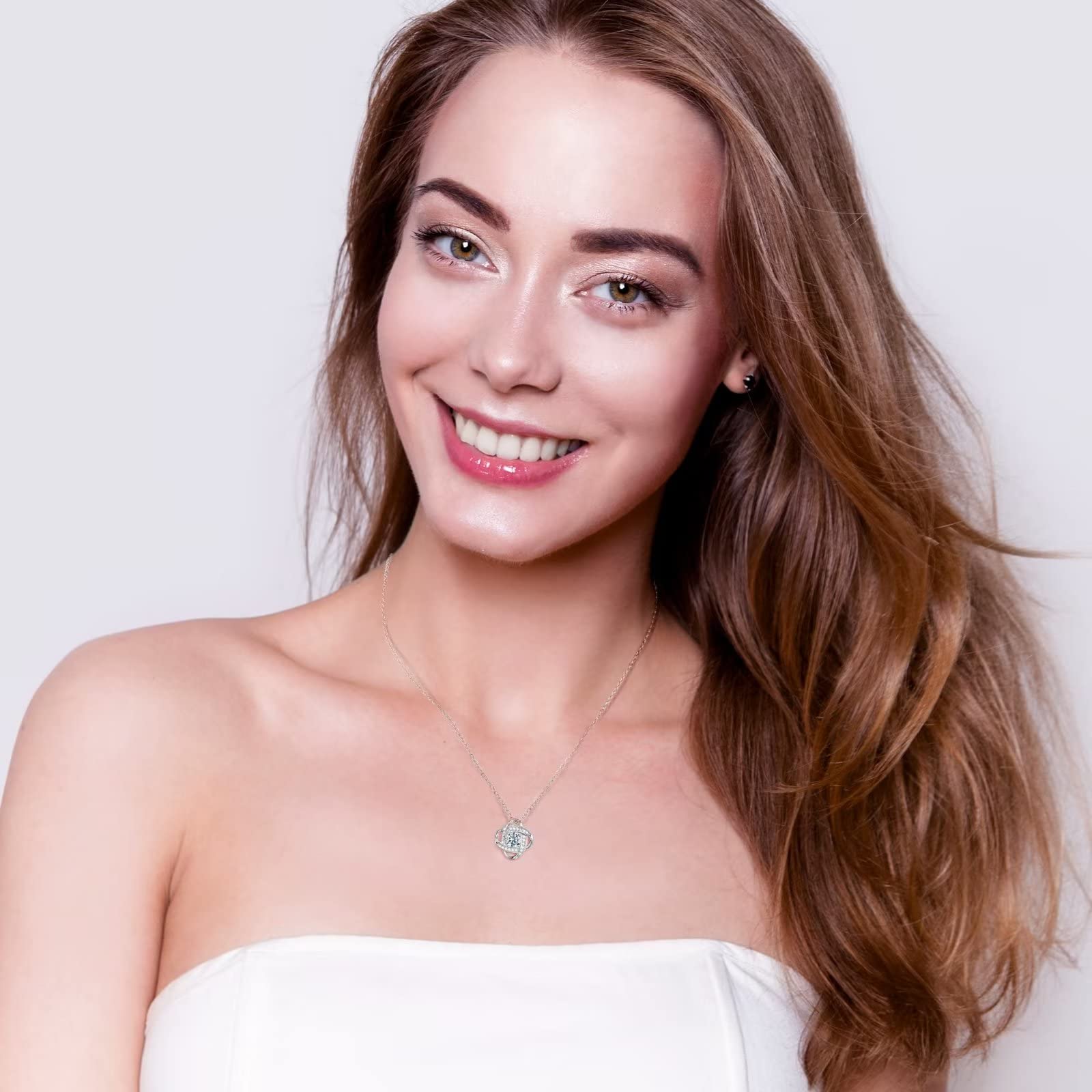 14K White Gold Plated Dainty Love Knot Necklace - Elegant Jewelry Gift for Women, Mom, Grandma, Sister, Aunt | Perfect for Birthday, Anniversary, Mother's Day & Special Occasions | Timeless Necklace for Everyday Wear & Romantic Dates