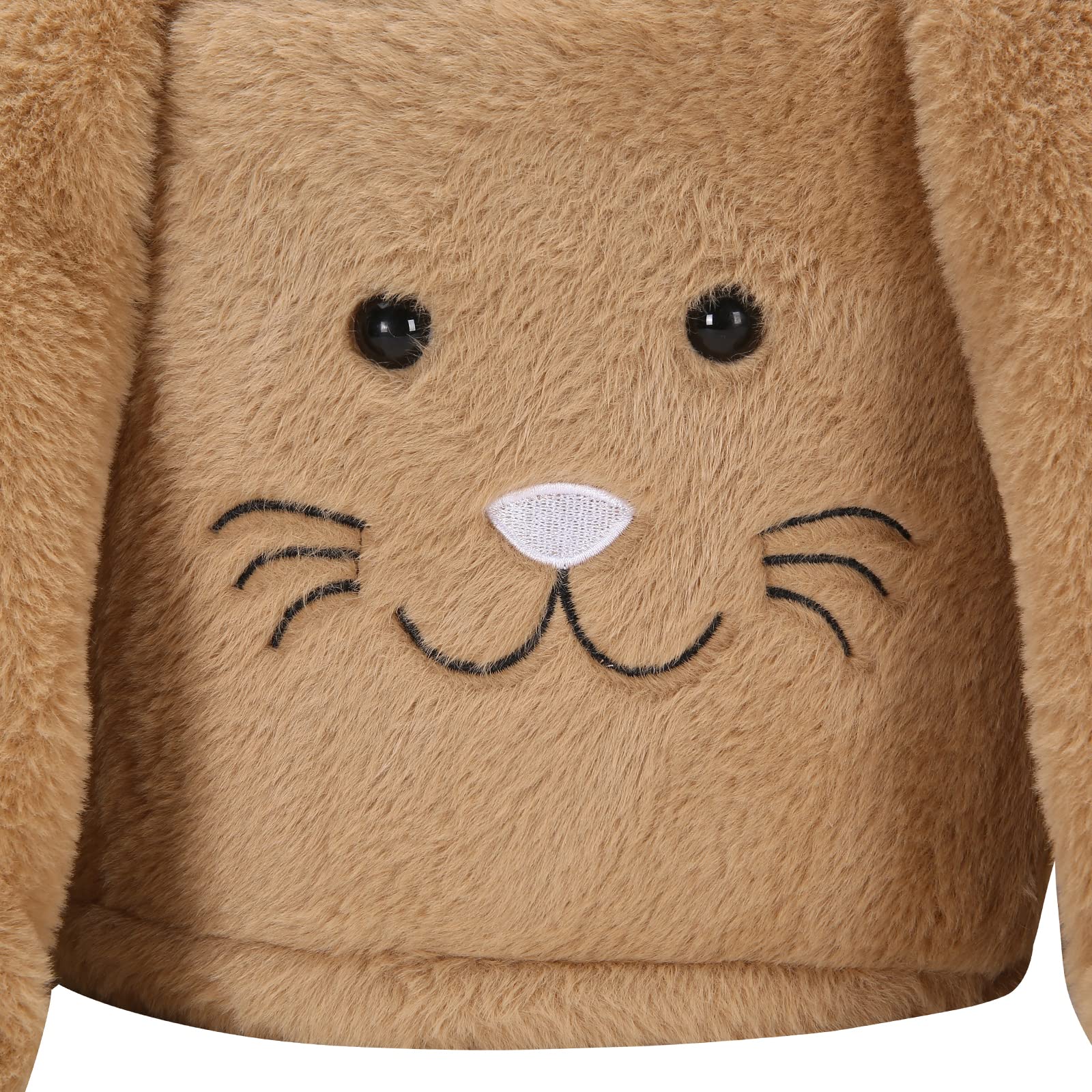 Soft Plush Brown Easter Bunny Basket for Kids - Cute Easter Egg Hunt Tote with Bunny Ears for Candy & Treats - Perfect for Easter Celebrations, Egg Hunts, and Spring Party Favors