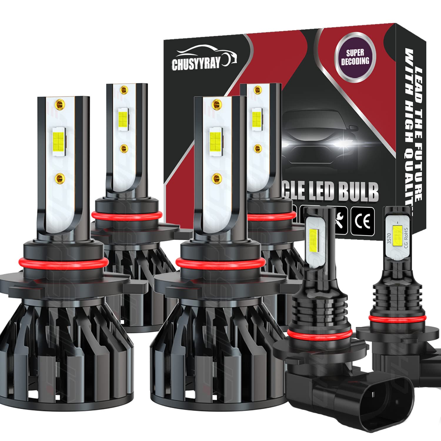GMC Sierra 1500 3500 2003-2006 LED Headlight Bulbs 9005 + Fog Lights 9145 - Plug & Play, IP67 Waterproof, 6000K White Light (Pack of 6) - Upgrade for Night Driving & Off-Road Adventures