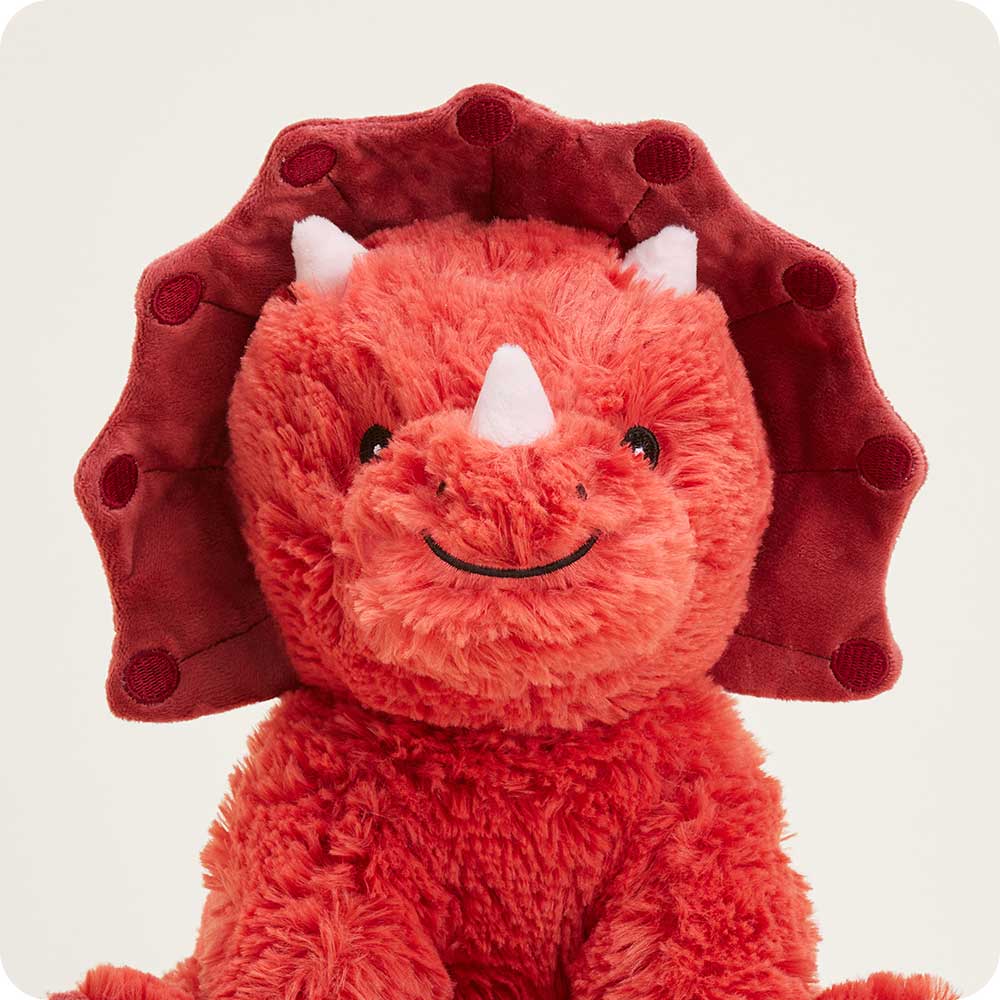 Red Triceratops Warmies - Microwaveable Dinosaur Plush Toy for Kids & Adults | Perfect for Stress Relief, Anxiety Comfort, and Warmth at Home or Office