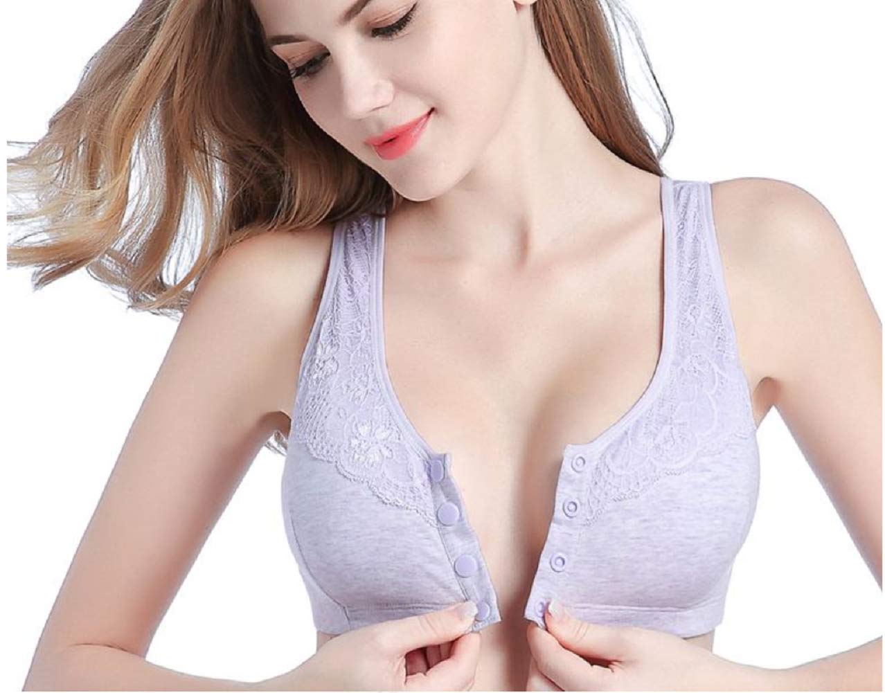 Plus Size U Back Seamless Cotton Bras for Middle-Aged Women - No Underwire Front Closure Bralette & Nursing Bra - Comfortable for Daily Wear, Maternity & Postpartum Use