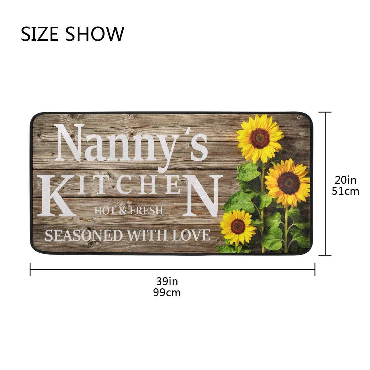 Emelivor Washable Sunflower Kitchen Rug – Non-Slip Anti-Fatigue Floor Mat for Comfortable Standing, Perfect Gift for Grandma & Home Cooks – Ideal for Kitchens, Pantries & Laundry Rooms