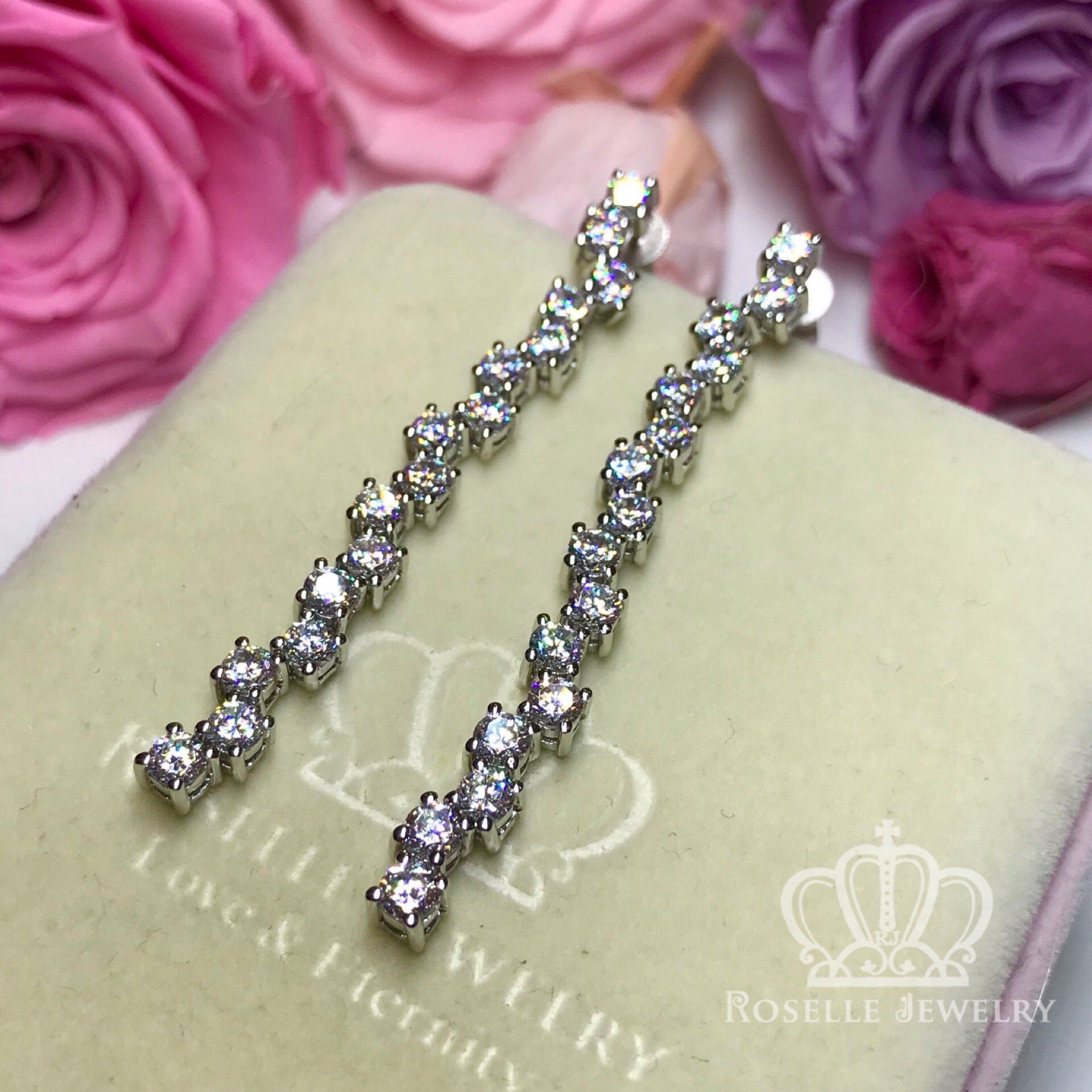 Elegant Cascade Drop Earrings for Women - Sterling Silver Dangle Earrings with Cubic Zirconia - Perfect for Weddings, Parties & Evening Events