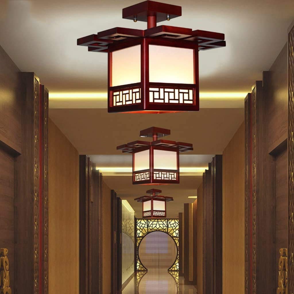 Modern LED Ceiling Light - Solid Wood Antique Design for Living Room, Bedroom, Corridor - Energy Efficient Lighting Fixture (Brown) - Perfect for Home Decor, Dining Area & Hallway Ambiance