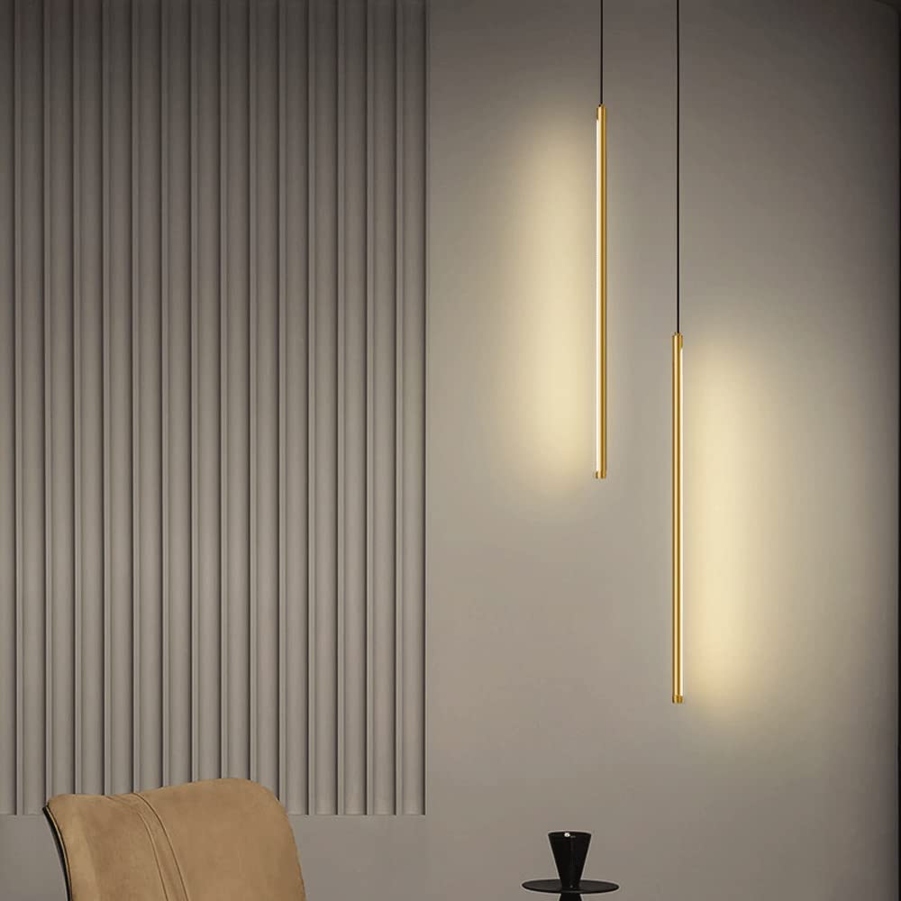 Gold Cylinder Lantern Long Tube Pendant Light - Single Head Acrylic Droplight with Anti-Rust Finish - Modern Ceiling Suspension Fixture for Living Room, Bedroom & Dining Room Lighting