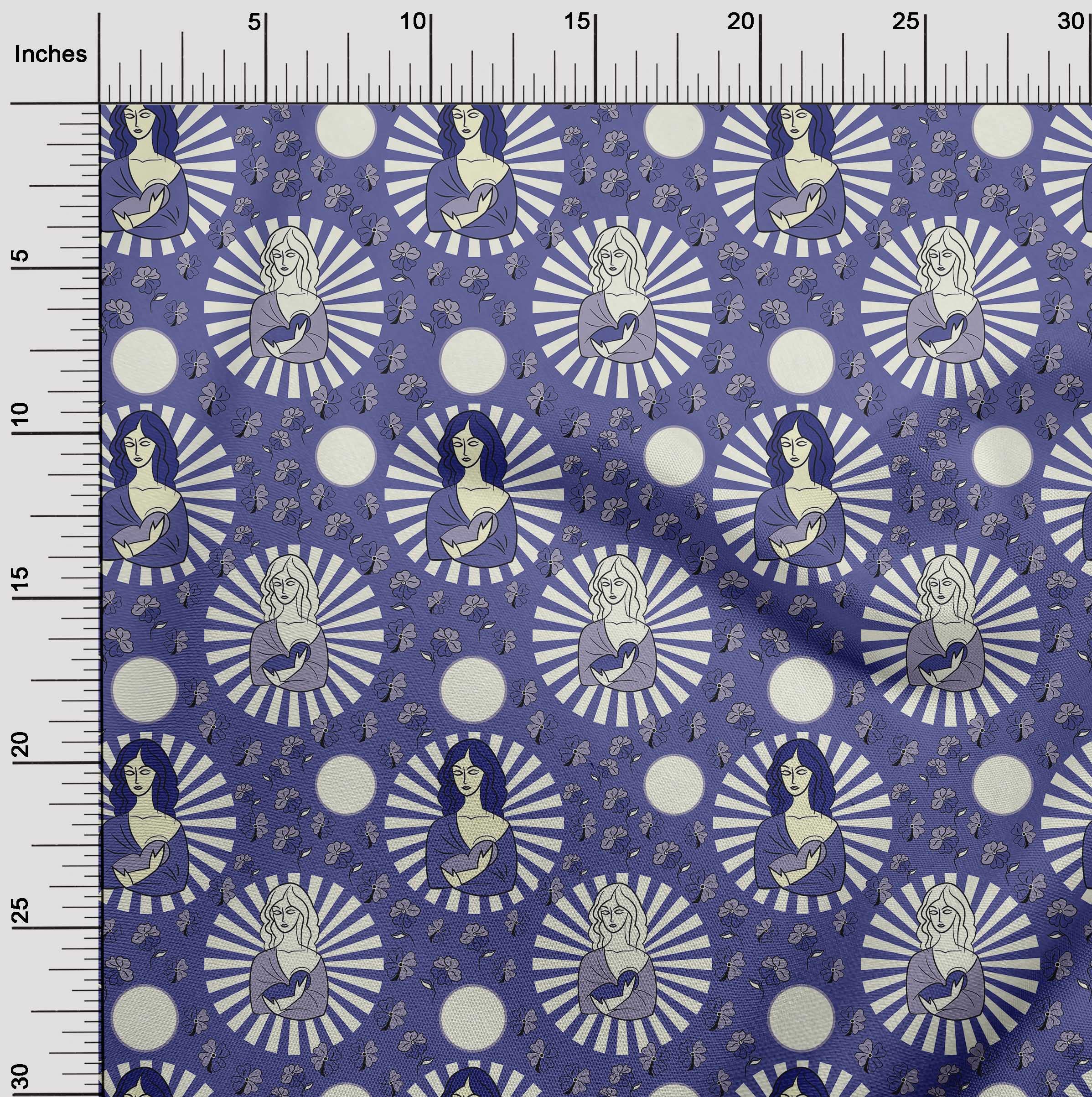oneOone Polyester Spandex Purple Christmas Nativity Print Fabric - 56 Inch Wide Dress Material for DIY Jesus Birth Costumes & Holiday Decorations