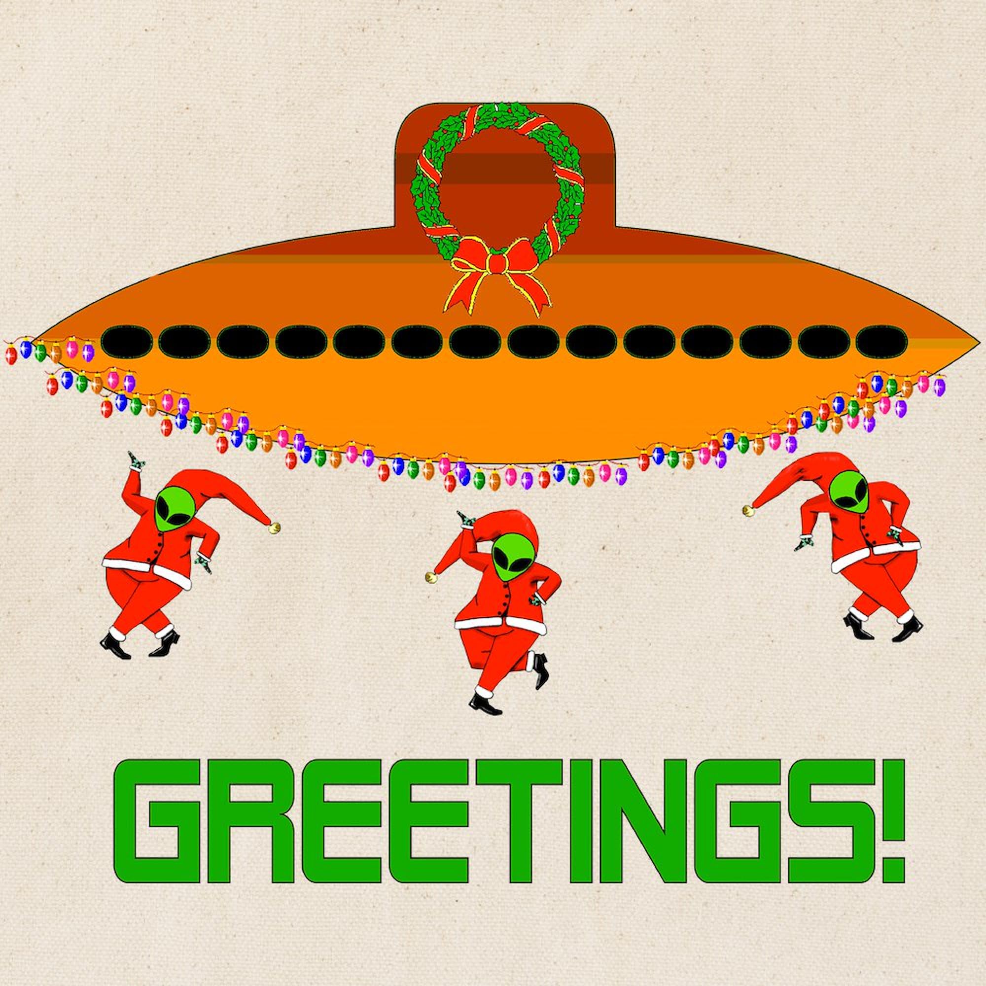 Space Aliens Christmas Tote Bag - Eco-Friendly Natural Canvas Reusable Shopping Bag for Holiday Gifts, Groceries & Everyday Use