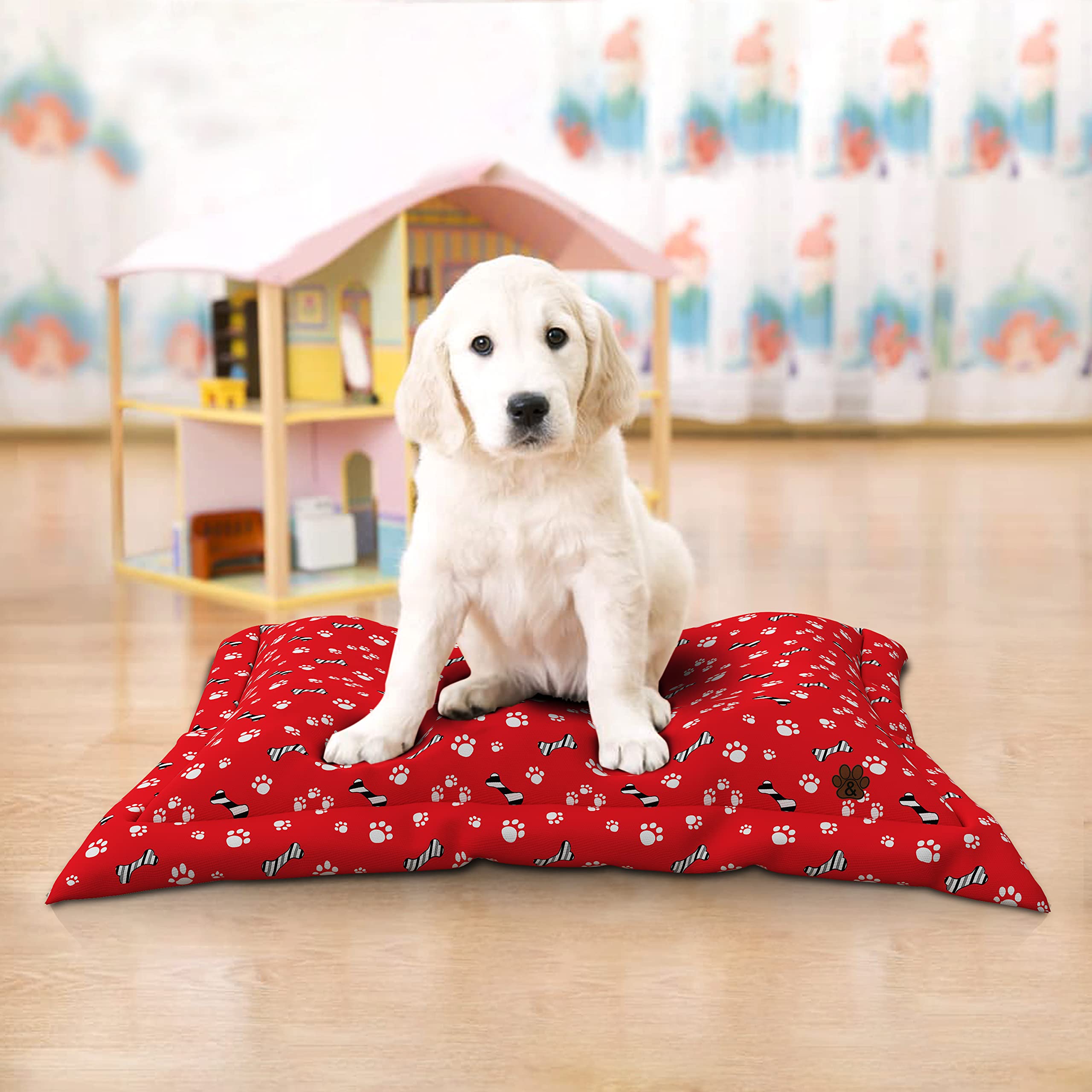 Premium Dog Bed Mat for Large, Medium & Small Dogs & Cats - Non-Slip Bottom, Machine Washable Pet Mattress (Pattern 02, Large) - Perfect for Crates, Floors & Pet Carriers