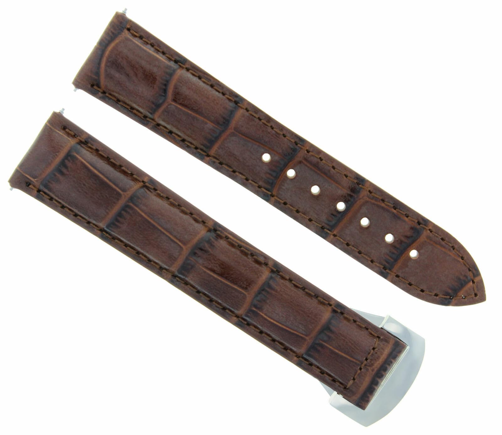 22mm & 18mm Genuine Leather Watch Band with Deployment Clasp - Compatible with Omega Seamaster - Light Brown Replacement Strap for Men's Luxury Watches | Perfect for Business, Casual & Formal Occasions
