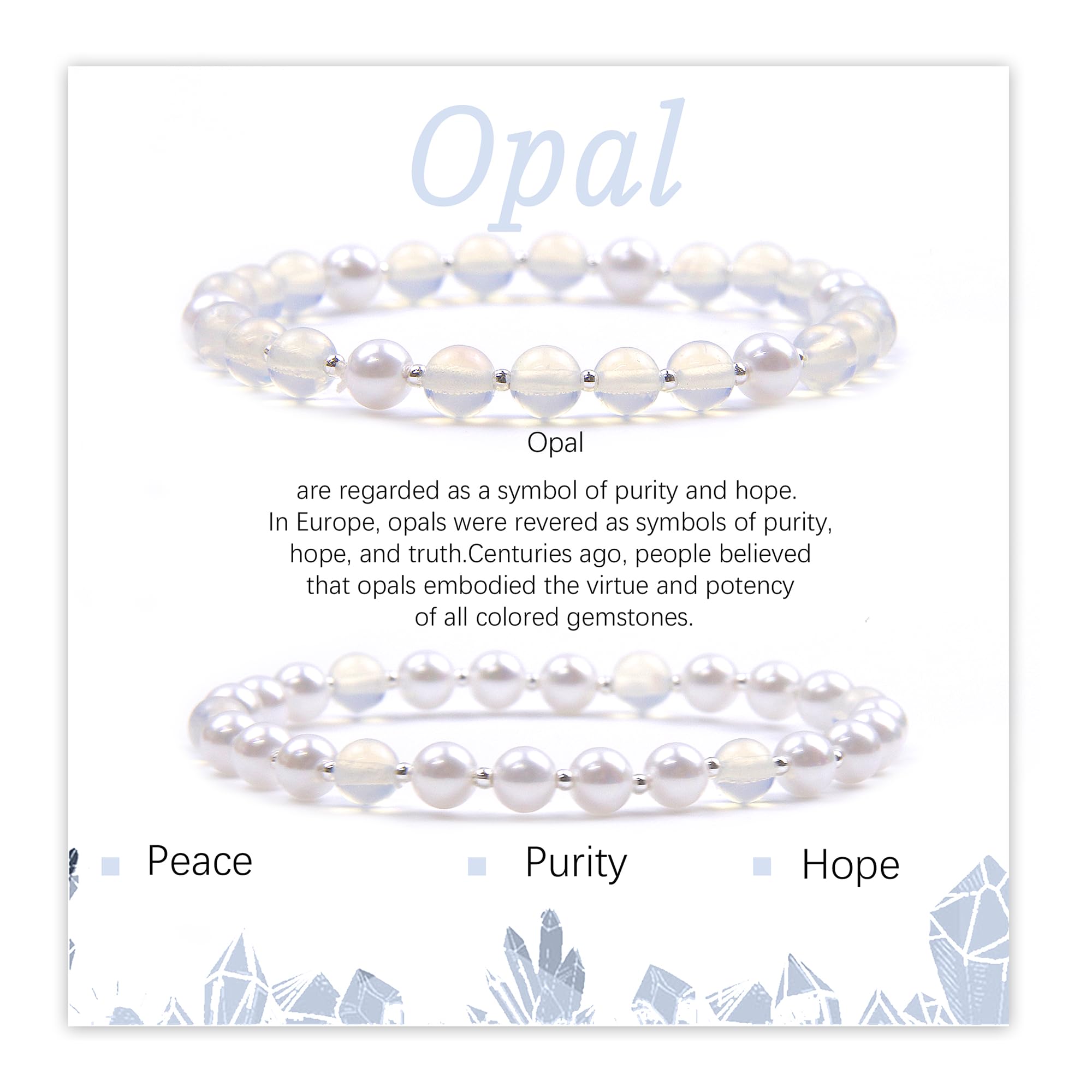 Opal Bracelet for Women - BFF Sister Friendship Bracelet Set of 2, Pearl Beaded Bracelets for Best Friends, Mother Daughter Matching Jewelry Gift - Perfect for Anniversaries, Birthdays and Special Occasions
