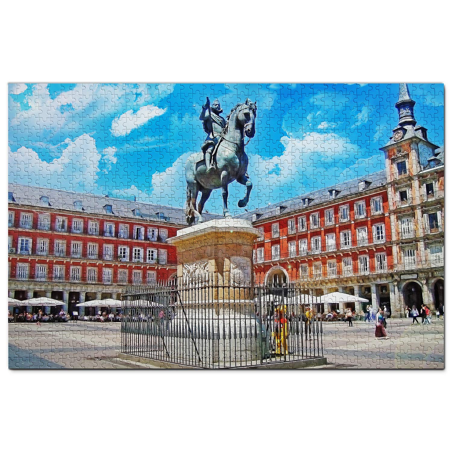 1000 Piece Spain Jigsaw Puzzle - Madrid Mayor Square Wooden Travel Souvenir | Perfect for Home Decor, Gift Giving & Relaxation