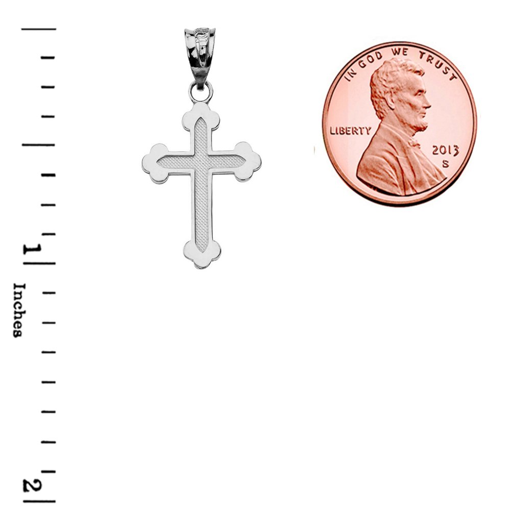 Elegant Greek Orthodox Cross Pendant Necklace - 14k Solid White Gold - Perfect for Baptisms, Weddings & Religious Gifts