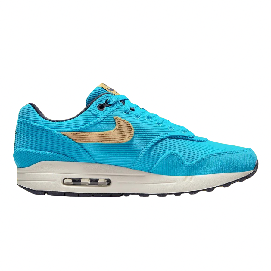 Nike Air Max 1 Corduroy Sneakers in Baltic Blue & Sesame - Retro Running Shoes for Men & Women | Perfect for Casual Wear, Gym & Street Style