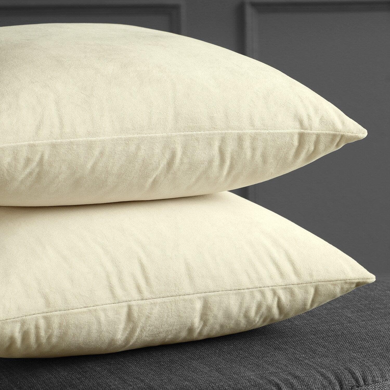 Premium Velvet Cushion Covers Set of 2 - Soft & Luxurious Neutral Tone Throw Pillow Covers for Sofa, Bed, Living Room Decor - Home & Office Decor Essentials