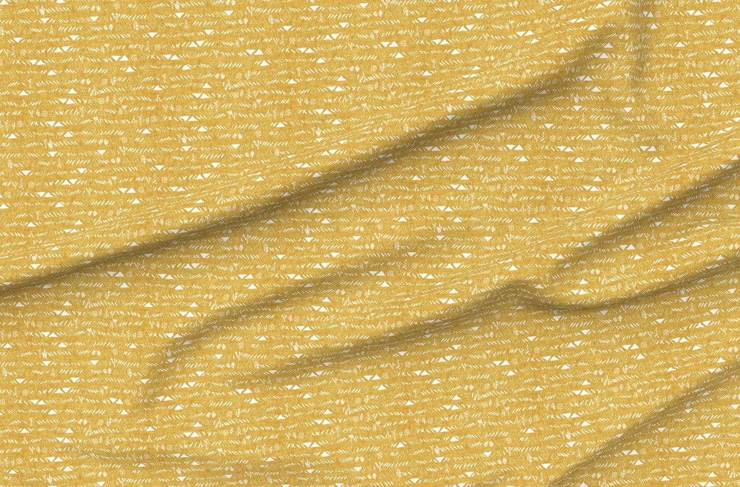 Mustard Yellow Geometric Abstract Triangle Boho Printed Minky Fabric by The Yard - Soft & Durable for Sewing Baby Blankets, Quilt Backing, Plush Toys & DIY Home Decor Projects