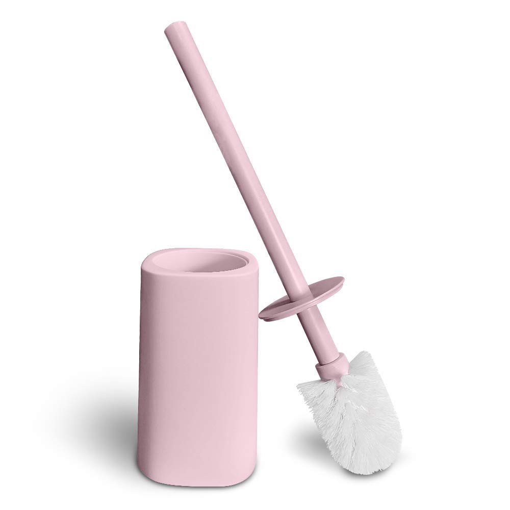 BOLLAER Toilet Brush and Holder Set - Modern Long Handle Toilet Bowl Brush with Stand for Bathroom Cleaning, Durable & Hygienic (Pink) | Perfect for Home, Apartment, RV & Office Bathrooms