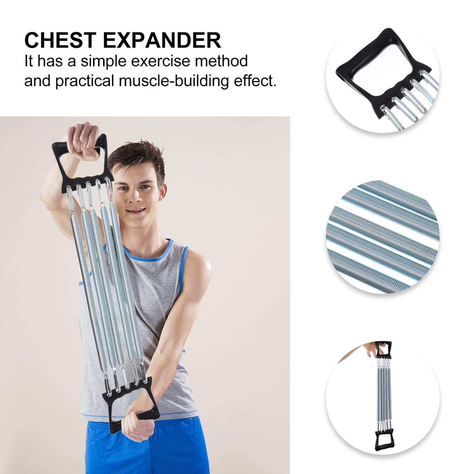 **Abaodam 5-Spring Chest Expander & Hand Gripper – Arm Pull Bar for Strength Training, Muscle Exercise & Resistance Bands – Home Gym Equipment for Shoulder & Hand Workouts – Perfect for Home Fitness, Strength Building & Rehabilitation**