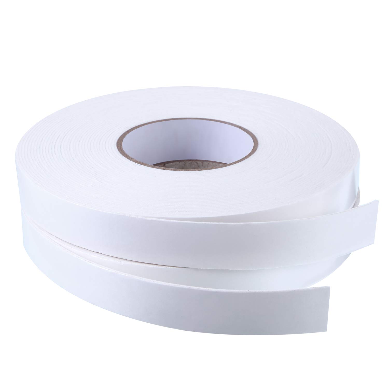 Tatuo 2 Rolls Double Sided Foam Tape - 1 Inch x 50 Feet PE Foam Sponge Mounting Adhesive (White) - Strong Bonding for Home Decor, DIY Projects, and Wall Hanging