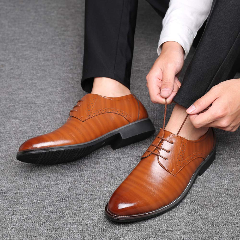 Santimon Men's Oxford Shoes - Classic Formal Business Dress Shoes with Pointed Toe & Lace Up Design | Perfect for Office, Weddings & Professional Events