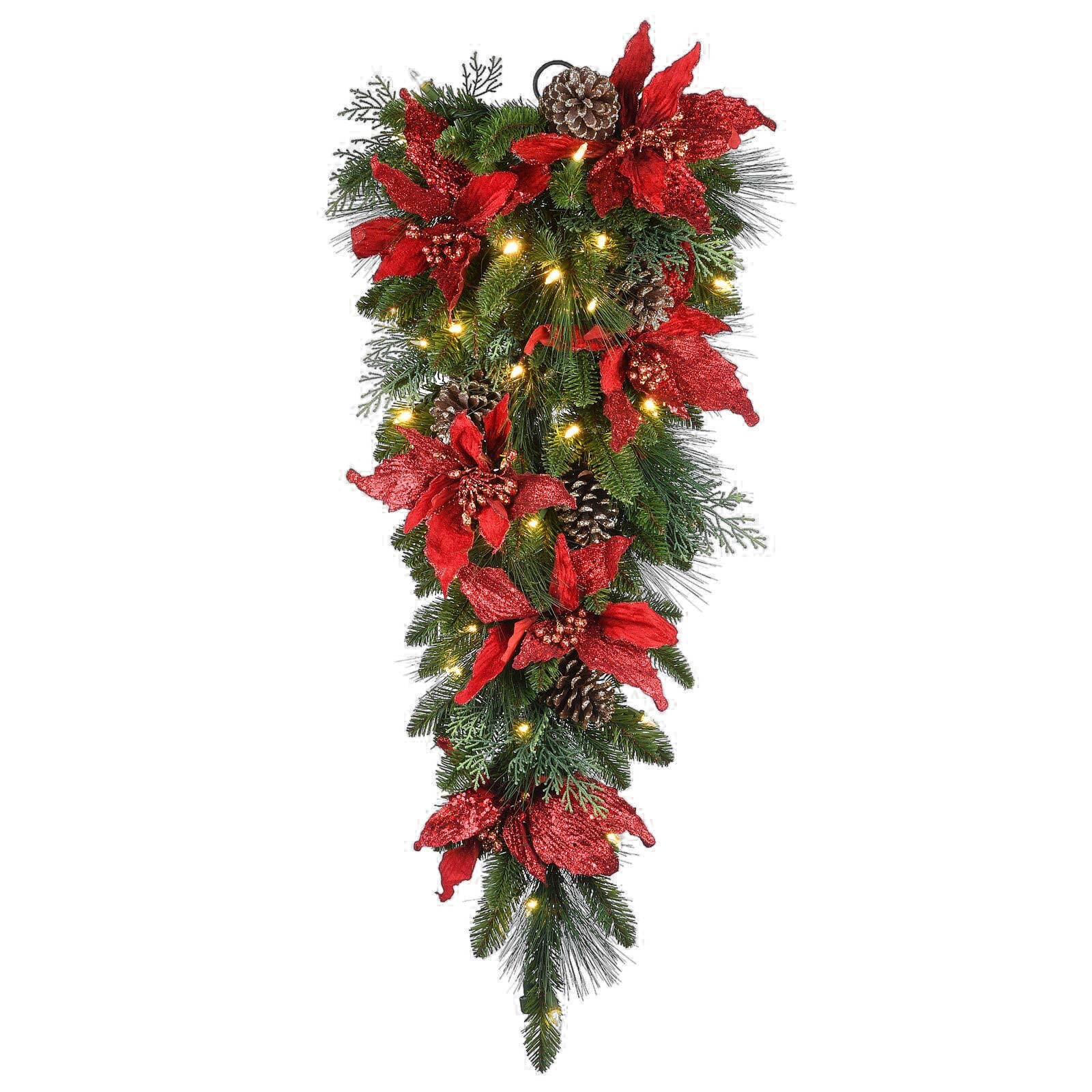 Battery Operated LED Christmas Stair Lights - Cordless Prelit Wreath Decor for Staircase, Home & Holiday Decoration | Indoor/Outdoor Use for Parties, Weddings & Festive Seasons