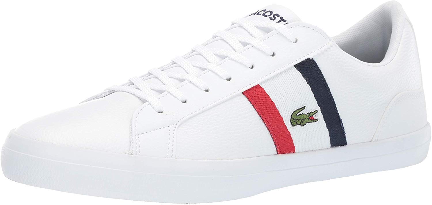 Lacoste Men's Lerond Sneaker - White/Red/Navy - Size 9 US Medium | Casual Comfort Shoes for Men | Perfect for Everyday Wear, Office & Weekend Outings