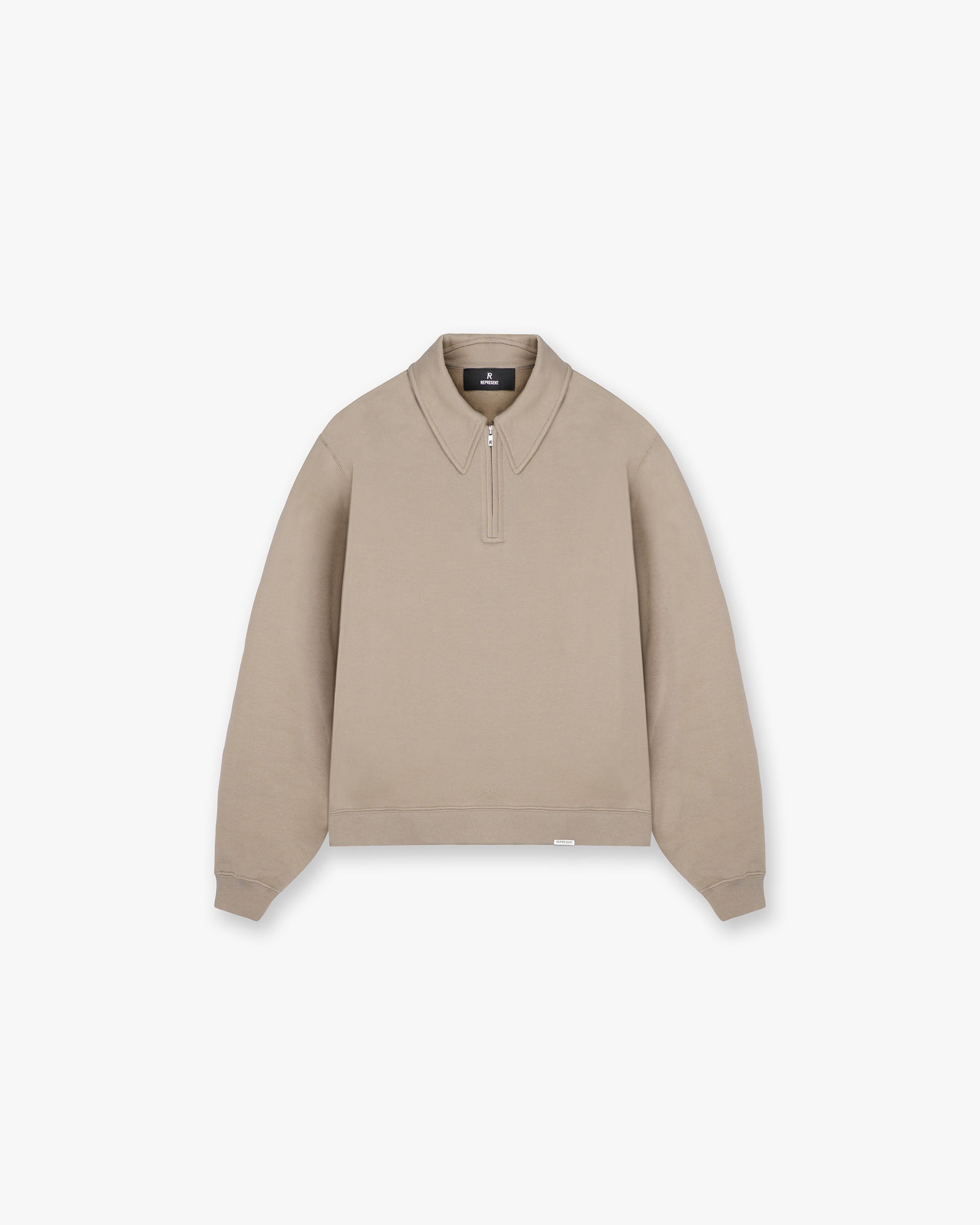 Initial Boxy Quarter Zip Sweatshirt for Women | Casual Pullover Fleece Top | Dune Color | Perfect for Layering, Outdoor Activities & Everyday Wear