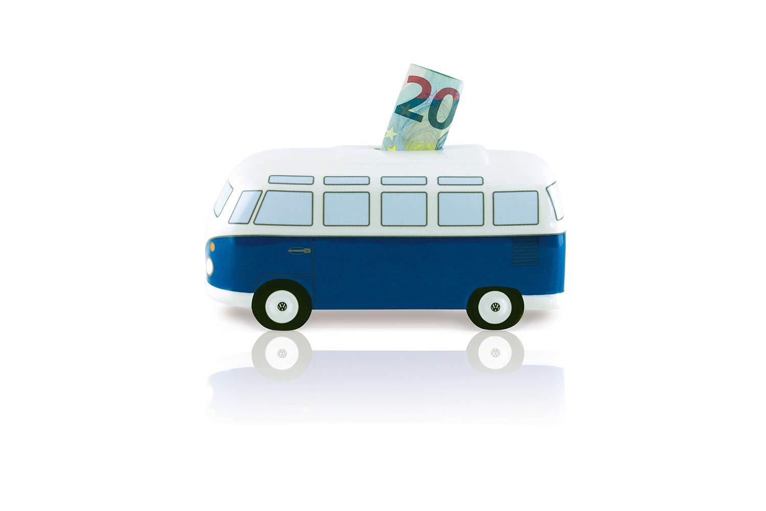 BRISA VW Collection - Volkswagen T1 Bus Samba Piggy Bank Money Coin Box (Classic Blue) - Perfect Gift for Car Enthusiasts & Collectors, Great for Kids' Savings & Home Decor