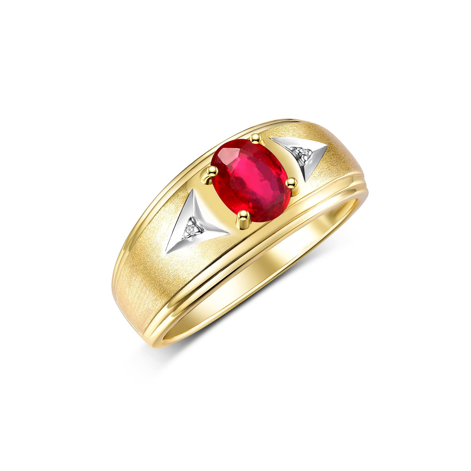 Rylos Men's Classic 8X6MM Oval Gemstone & Diamond Ring - Yellow Gold Plated Silver Birthstone Ring for Men (Sizes 8-13) | Perfect for Weddings, Anniversaries & Gifts
