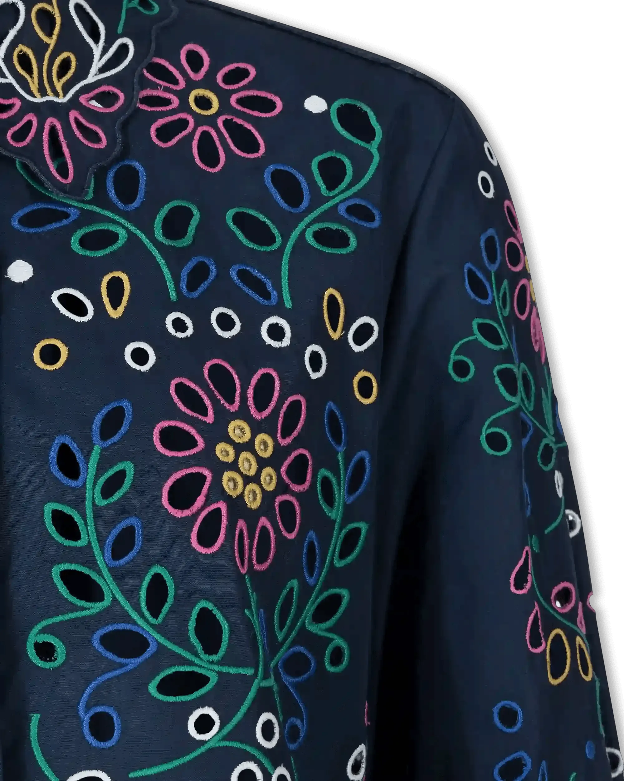 Embroidered Eyelet Shirt for Women - Floral Lace Trim Blouse - Summer Boho Tops - Perfect for Beach, Vacation & Casual Outfits