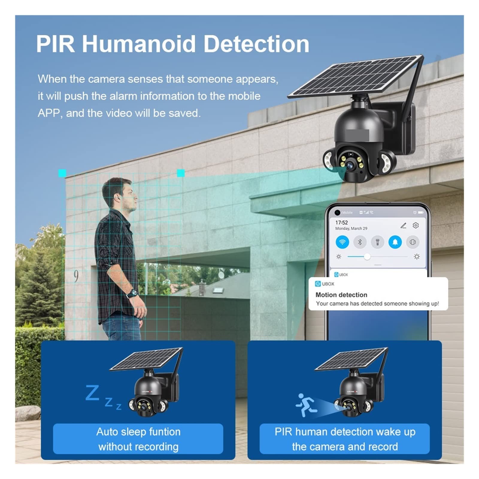 SilteD 4MP Solar Security Camera Outdoor - WiFi Wireless PTZ IP Camera with 6W Solar Panel, 4G SIM Card Slot, Audio & 128GB Storage - Ideal for Home Surveillance, Yard Monitoring & Outdoor Security