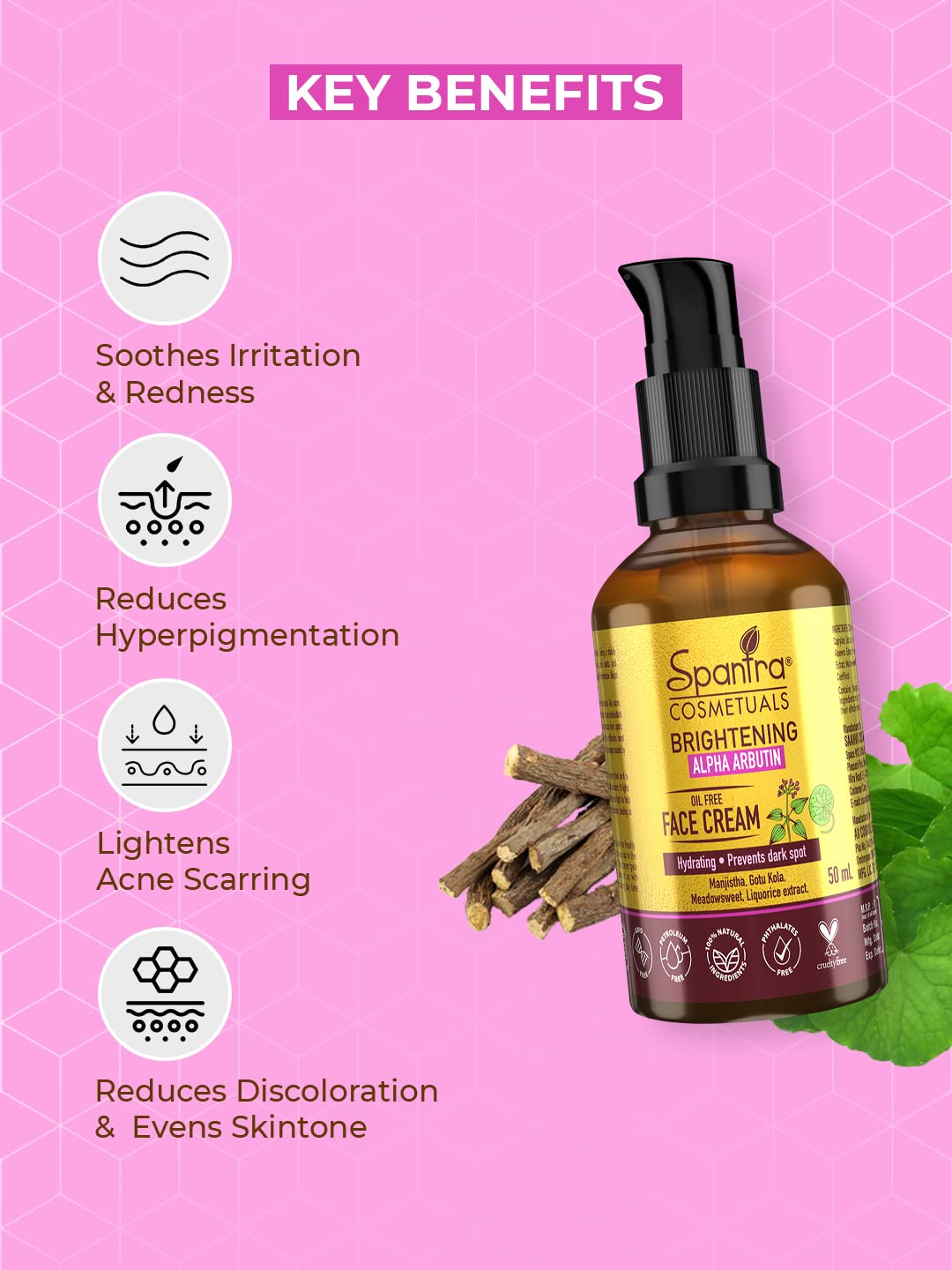 Spantra Alpha Arbutin Face Cream - 50ml Lightweight Moisturizer with Vitamins & Natural Oils for Face, Hands & Body | Non-Greasy Hydration for Men & Women | Perfect for Daily Skincare Routine & Travel