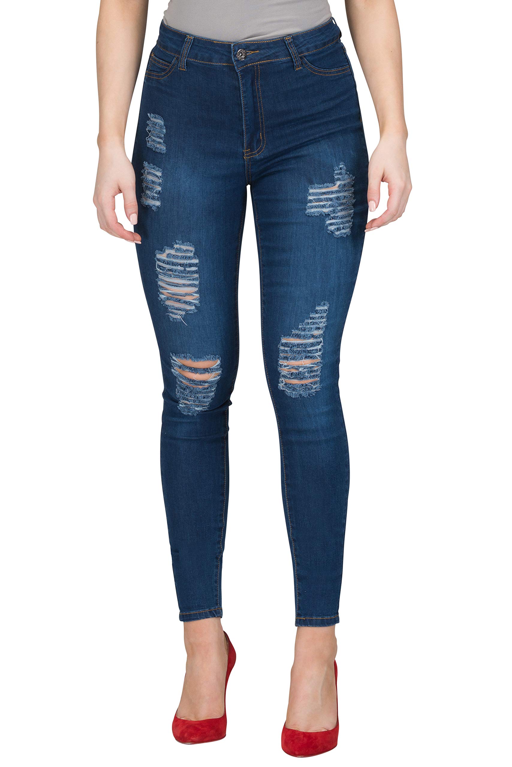 L.B FASHION Women's High Waisted Stretch Skinny Jeans - Plus Size Colored Denim Pants in Black, White & Khaki | Perfect for Casual Wear, Office Outfits & Night Out Looks